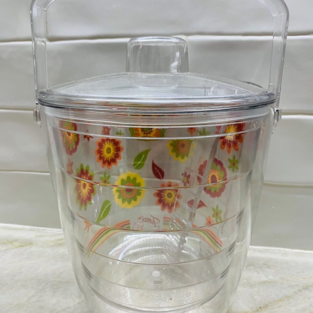 RARE FIESTA FIESTAWARE Ice Bucket Cooler with Lid flowers red orange yel…